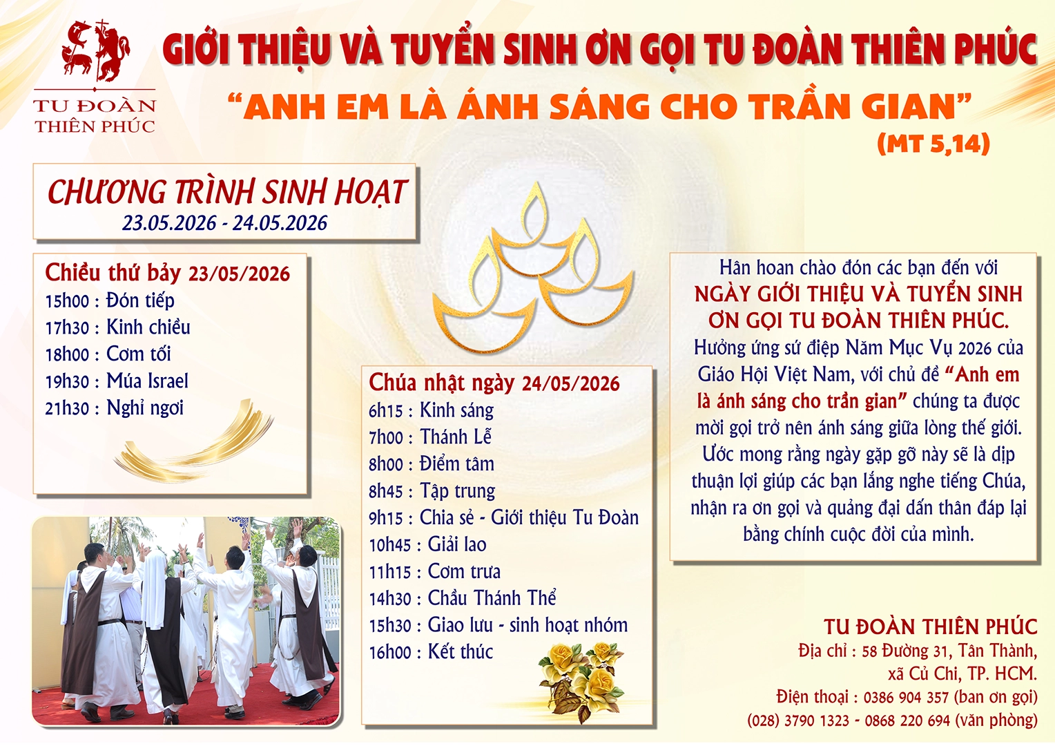 đăng ký tuyển sinh và tìm hiểu ơn gọi tu đoàn thiên phúc 2026